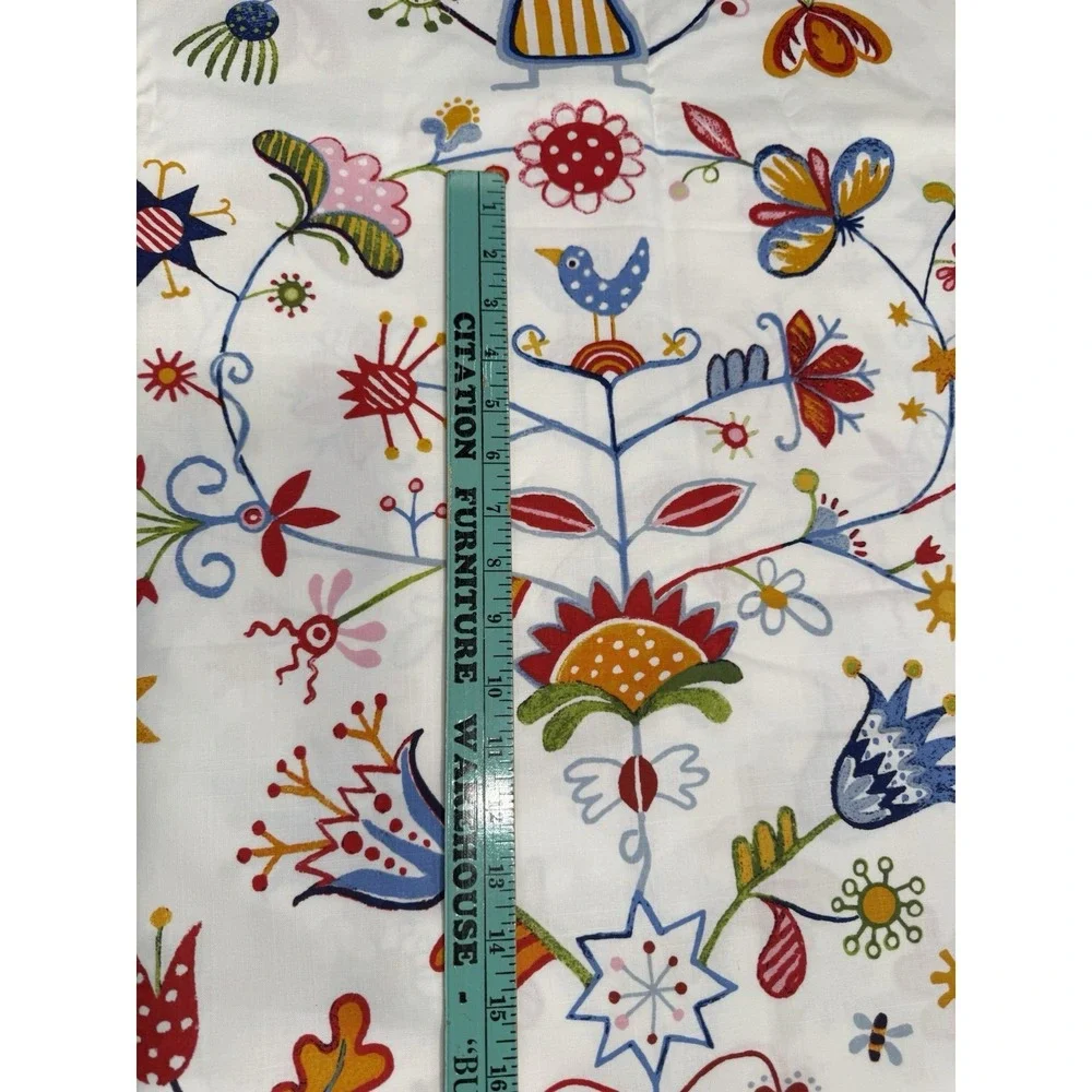 IKEA Alfhild Fagel Cotton Fabric Folk Art  Bird Floral Rare 59x81
